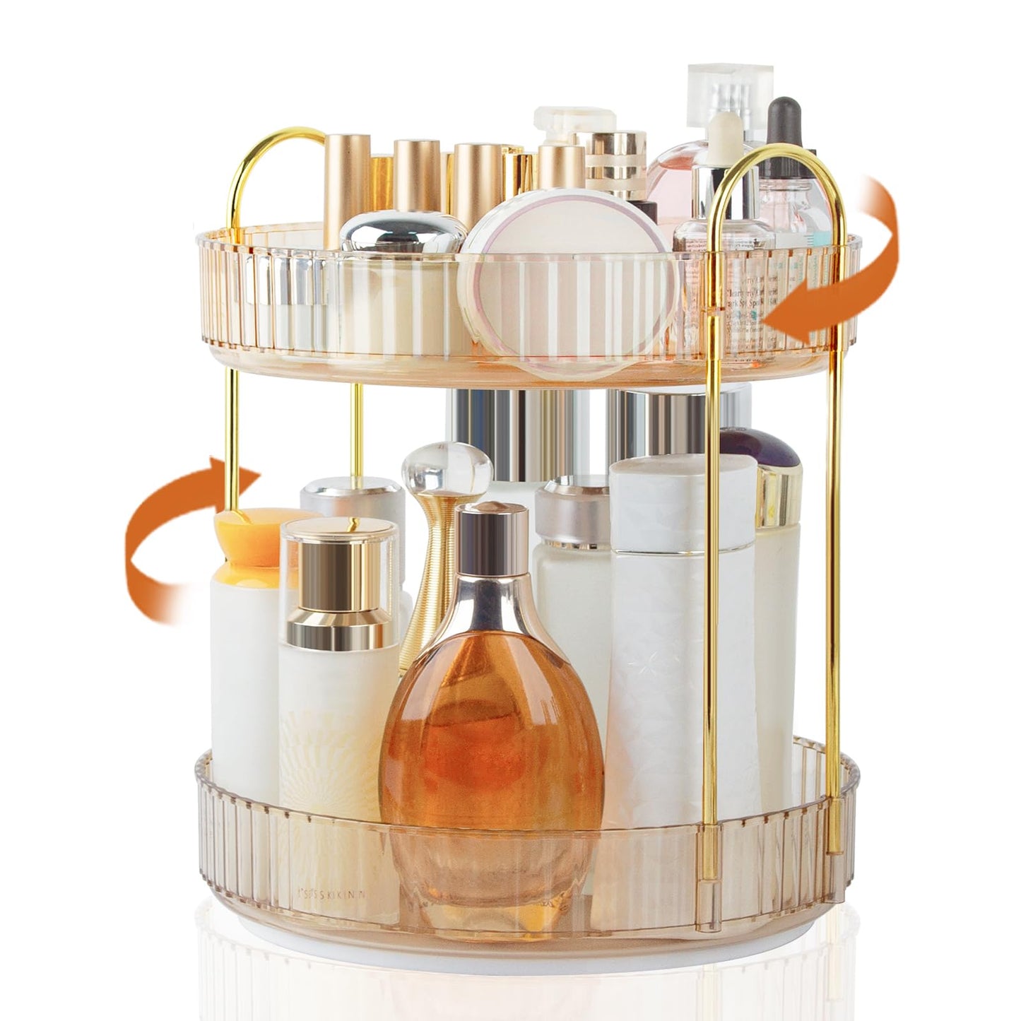 Boxalls Make up Organiser 360° Rotating, 3 Tier Large Capacity Bathroom Organizer, Cosmetics Vanity Storage, Dressing Table Organiser, Skincare Spinning Carousel for Skincare Perfume (3 Tiers, Green)