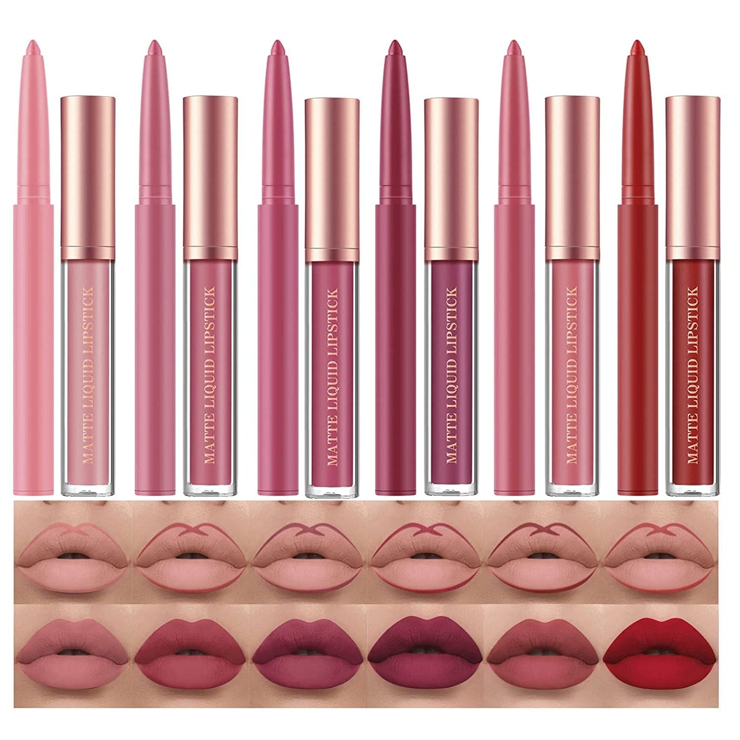 12 Pcs Hydrating Lip Oils + Lip Liner Pencil Combo Sets, Nude Lipliner Glass Lip Glosses Long Lasting Non-Fading Waterproof Lip Makeup Set Gift For Women
