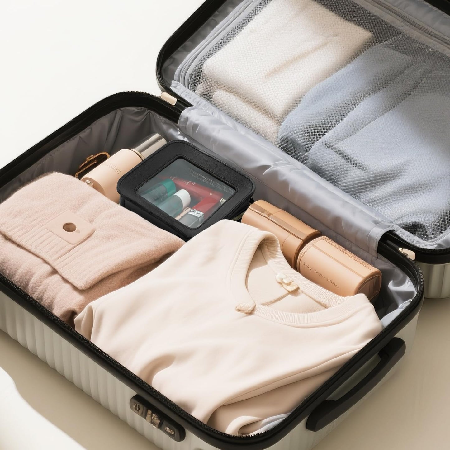 Clear Makeup Bag Travel Toiletries Bags for Women Cosmetic Bags with Double Zippers Waterproof Small Makeup Bag for Ladies Girls