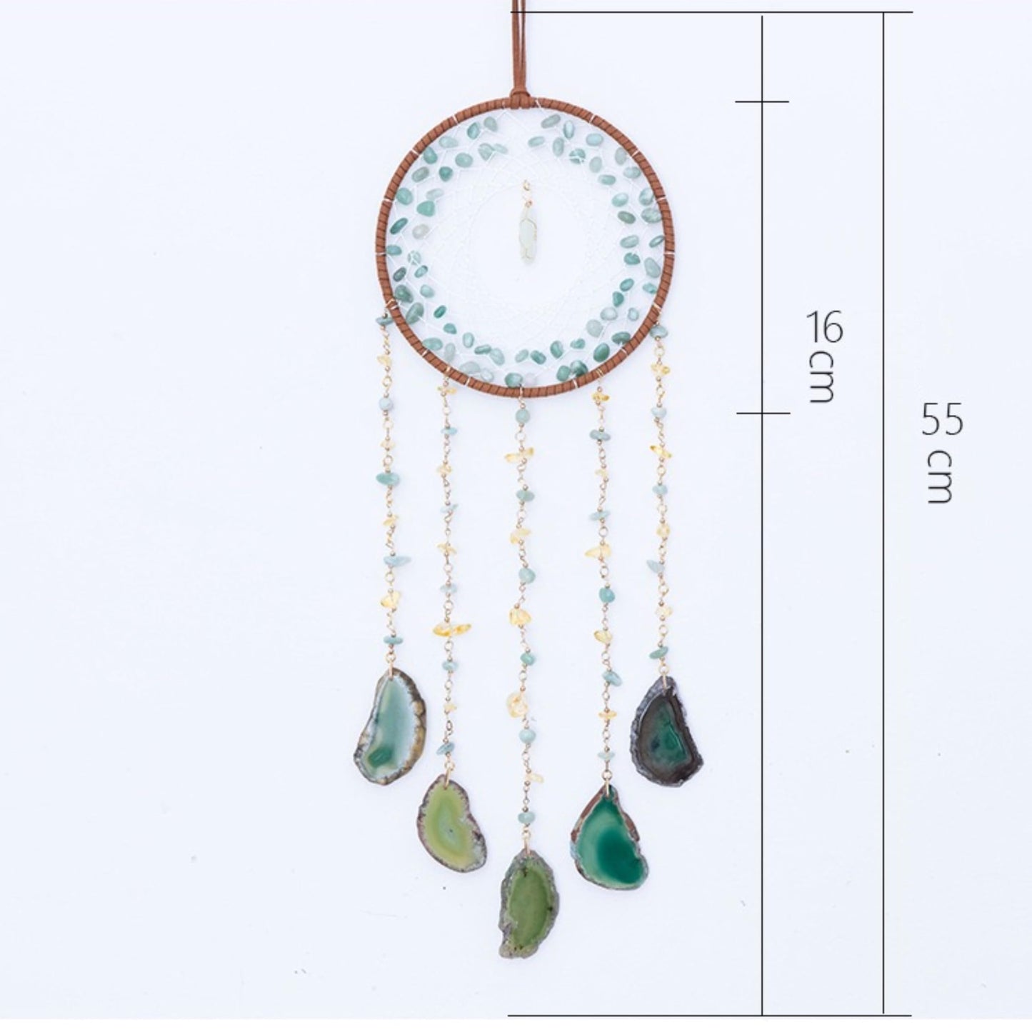 Moon Crystals Tree of Life Dream Catchers,Natural Gem Agate Wall Hangings for Windows Garden Home Décor (New moon shape)
