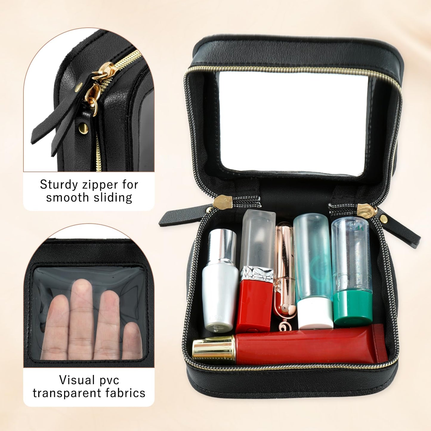 Clear Makeup Bag Travel Toiletries Bags for Women Cosmetic Bags with Double Zippers Waterproof Small Makeup Bag for Ladies Girls