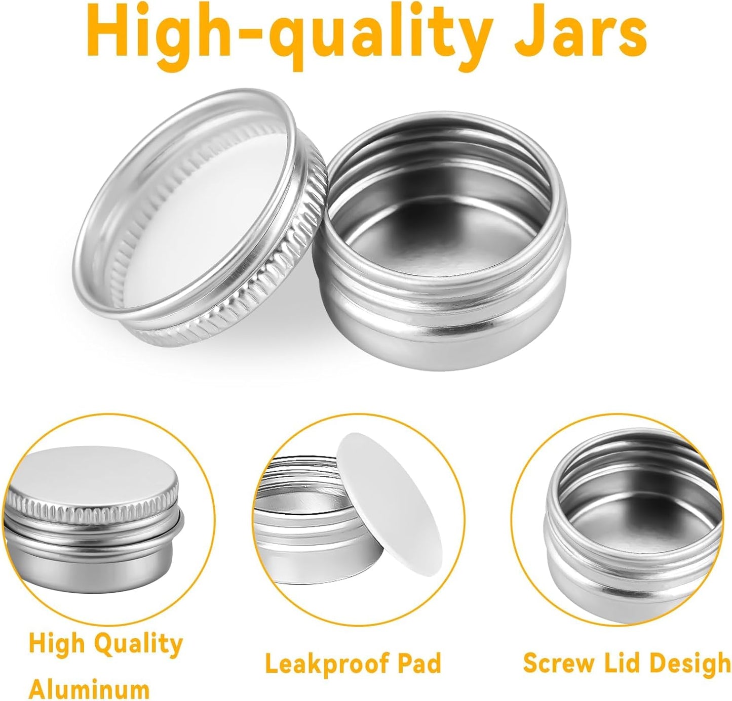 Sebudion 30Pcs 5ml Aluminum Cosmetic Pots with Leak-Proof Screw Lids,Travel Sample Containers,Portable Mini Storage Jars for Lip Balm, Creams and Makeup
