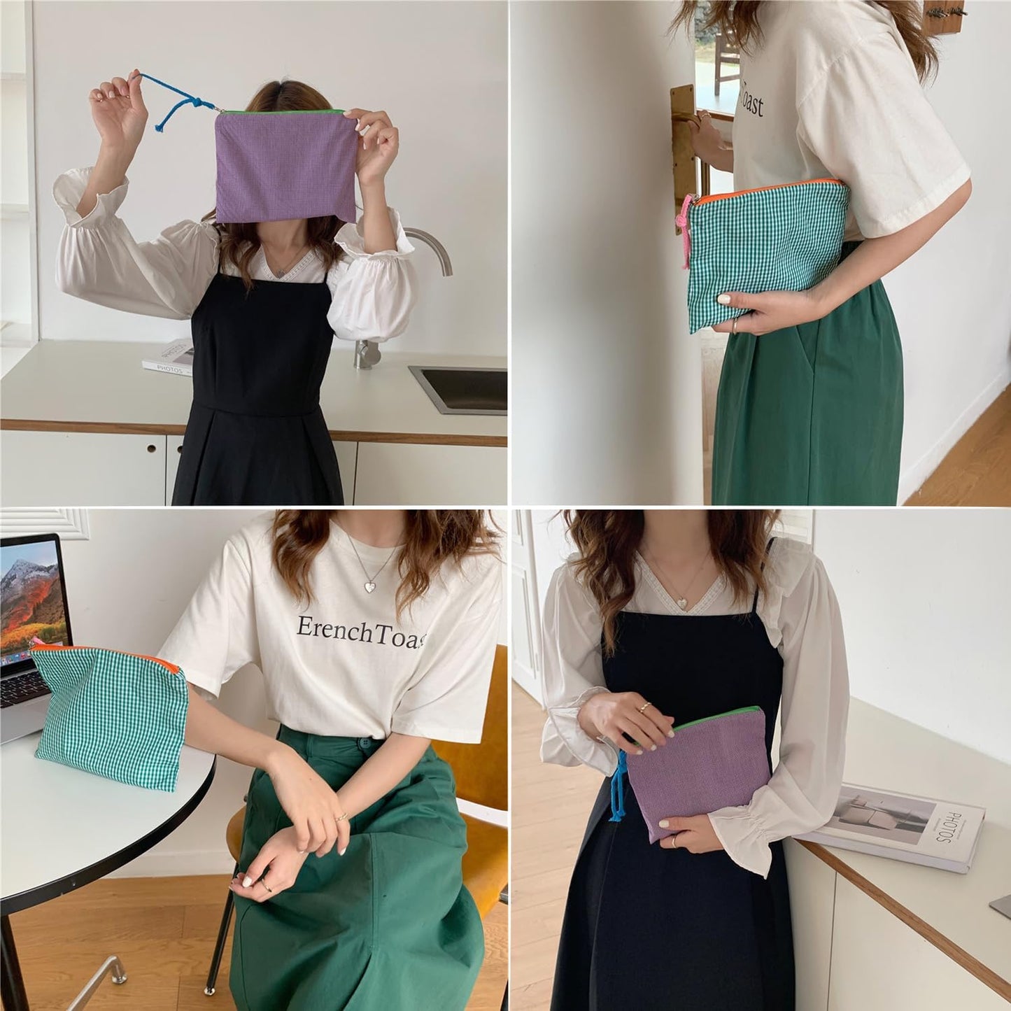 2 Small Cosmetic Bags, Small Grid Storage Bag, Convenient Storage Bag, Multi-functional Travel Cosmetic Bag, Coin Purse, Storage of Cosmetic Accessories