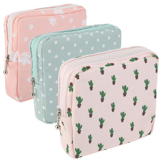 3Pcs Sanitary Pad Storage Bag - Small Period Pouch for Purse, Tampon Pad Holder & Organizer, Feminine Care Period Bags for Teen Girls School