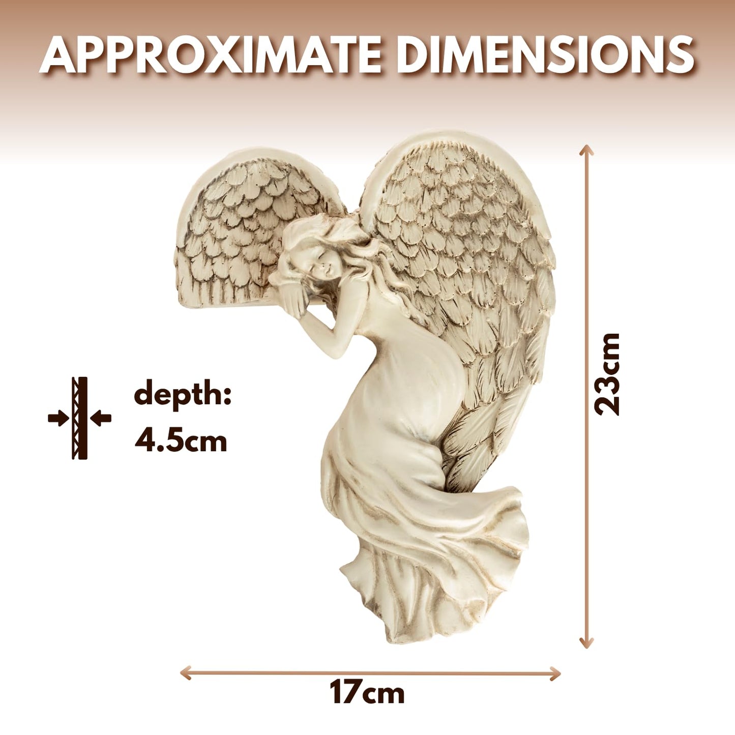 Marco Paul Sleeping Angel Corner Door Frame Statue Resin Angel Ornament Stone Effect Female Figurine Angel Wings Left Angle Door Sculpture Wall Art for Garden, Weddings, Home Decor