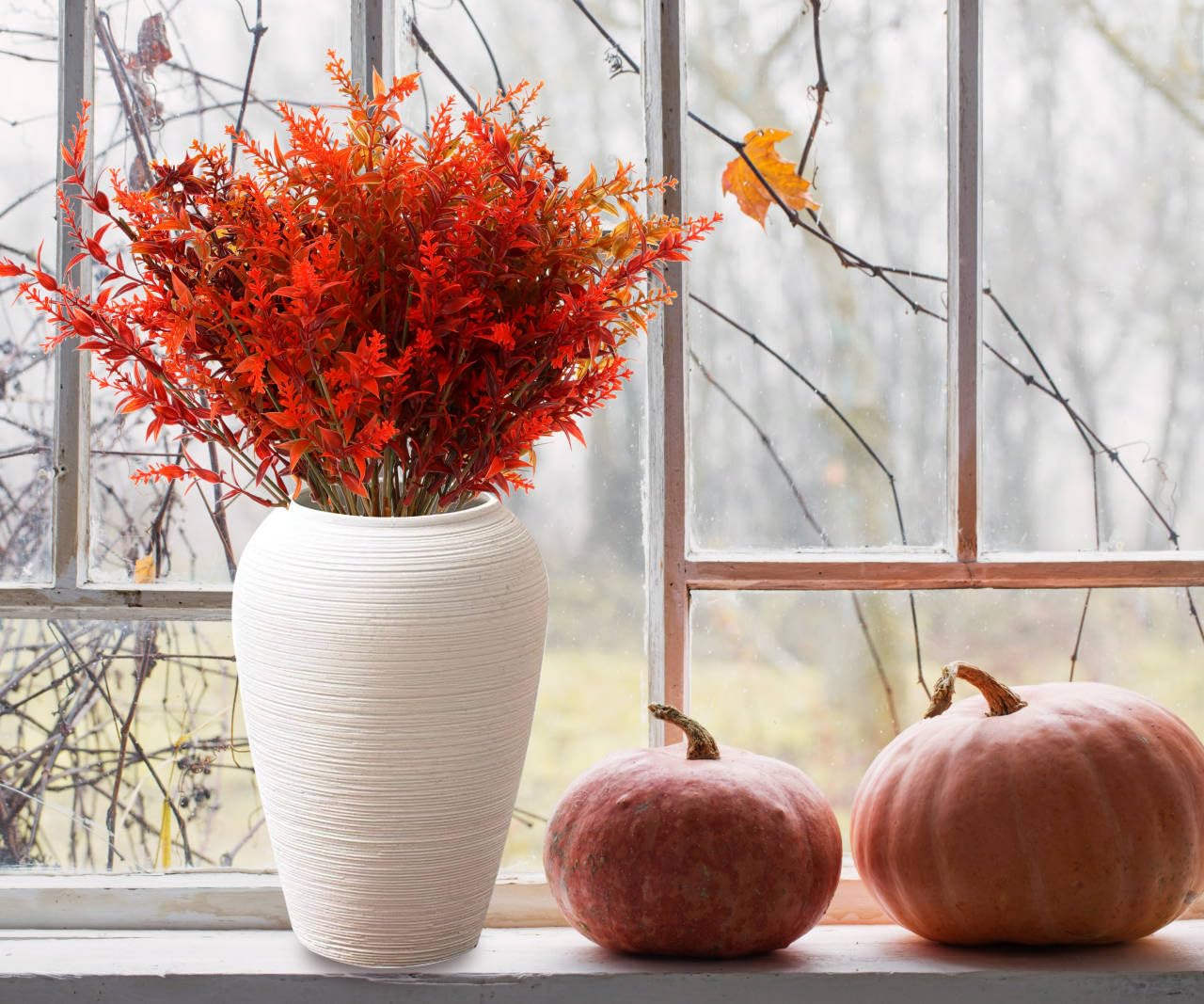 12 Bundles Artificial Fall Flowers No Fade Faux Autumn Plants,Fake Indoor Outdoor Greenery for Thanksgiving Christmas Wedding Party Home Garden Décor (Autumn)