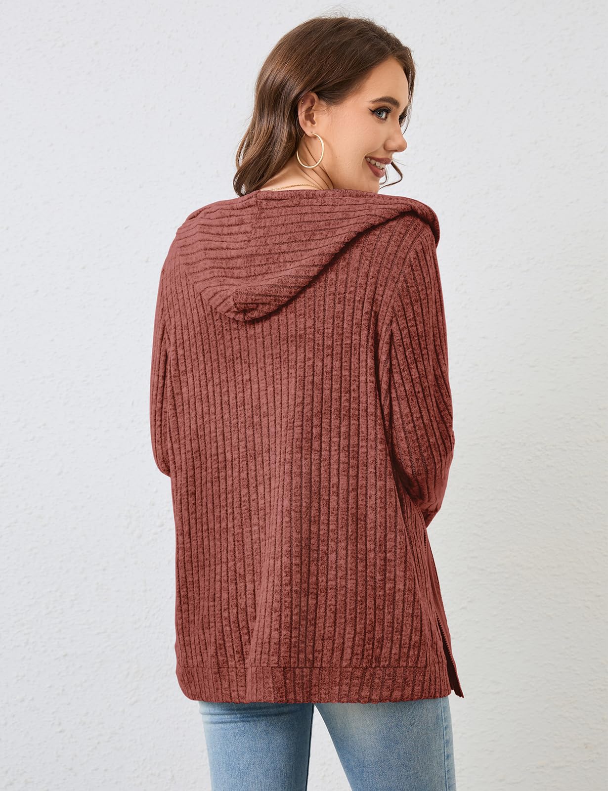 Flikity Womens Cardigans Zip Up Ladies Hoodies with Large Pockets Long Sleeve Tunic Tops Ladies Lightweight Jackets Casual Work Clothes M-XXL