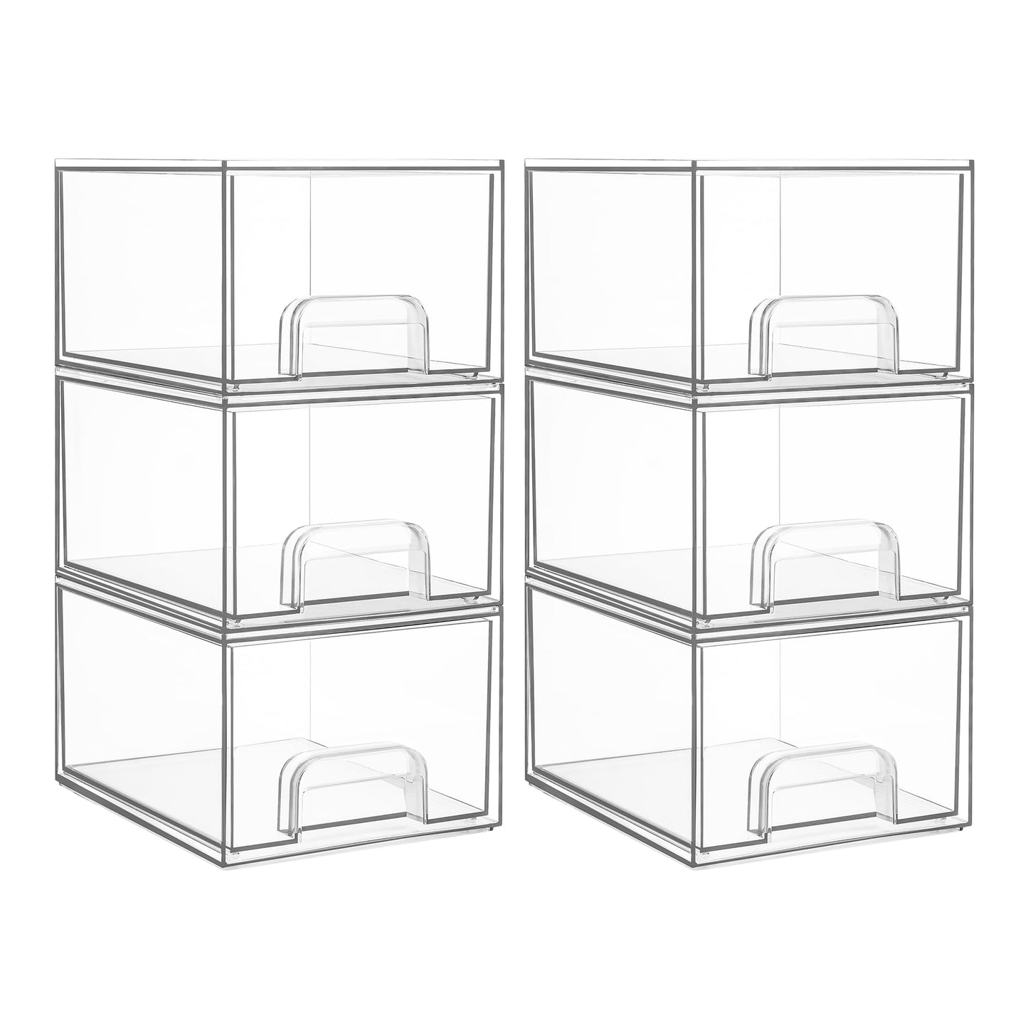 Vtopmart 3 Pack Clear Small Stackable Storage Drawers, Acrylic Bathroom Makeup Organiser, Plastic Storage Box For Vanity, Under Sink, Kitchen Cupboard, Pantry, Home Organization