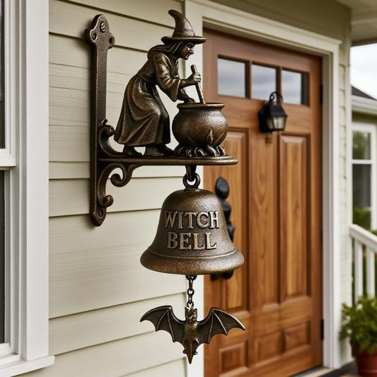 Witch Doorbell Vintage, Halloween Doorbell, Halloween Decorations Door, Cast Iron Witch Welcome Doorbell, Gothic Home Decor Witchs Bells for Front Doors, Porch, Home Decor, Garden