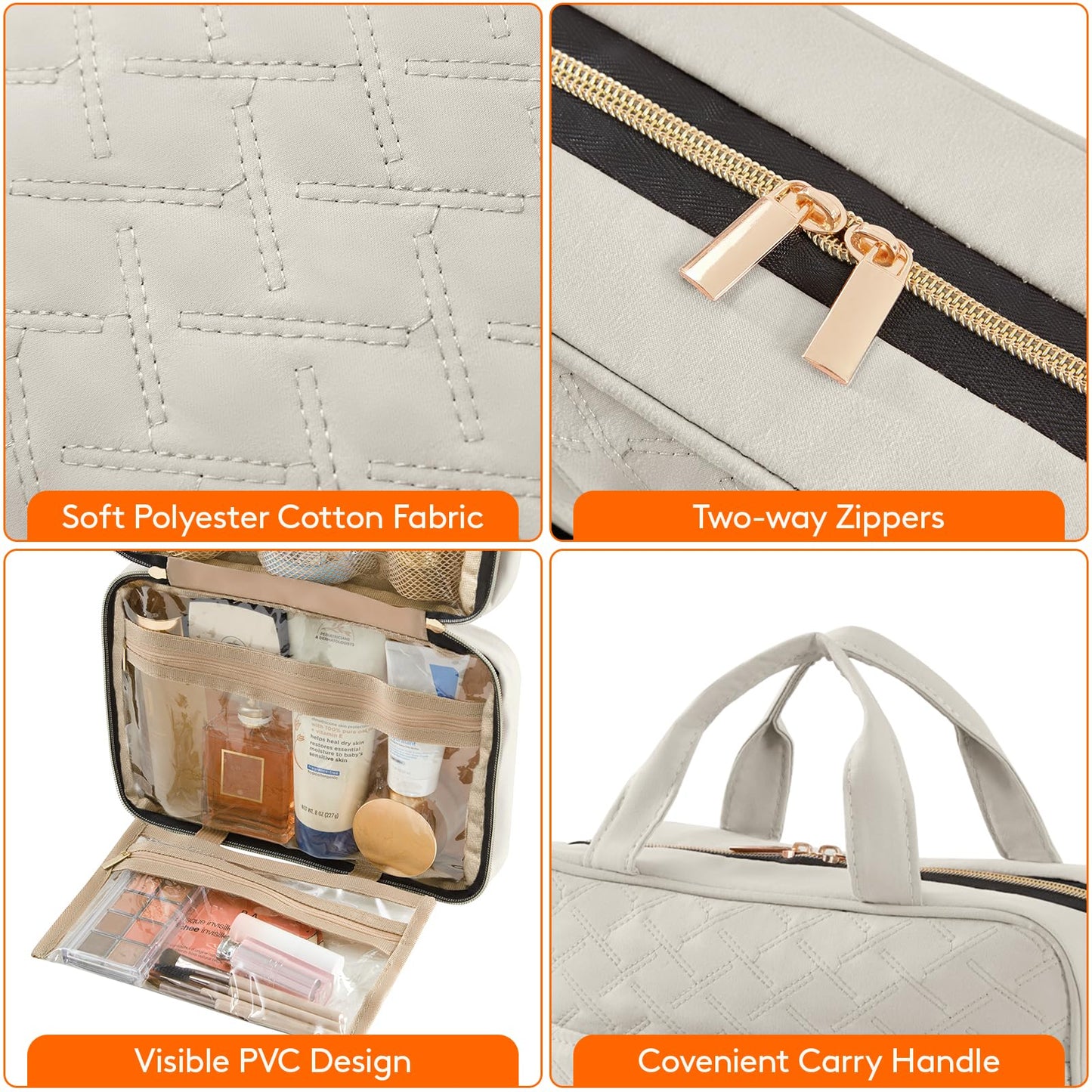 Lifewit Travel Toiletry Bag, Large Hanging Makeup Bag Organizer for Women, Transparent Travel Cosmetic Bag with Hanging Hook for Full Size Bottles, Vacation Essentials, Medium,Dark Blue