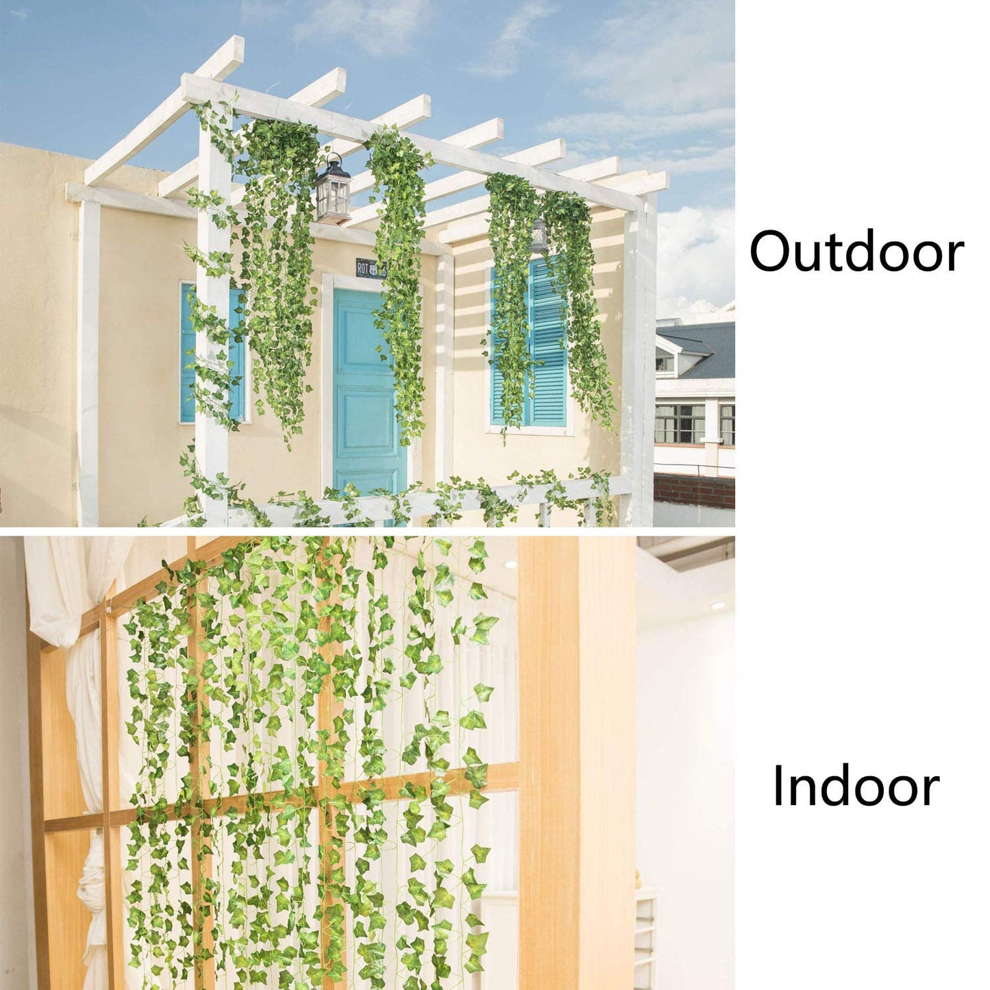 Comtelek 84 FT Artificial Ivy 12 Pack Ivy Vine Garland Ivy Leaves Greenery Garlands Clip Hanging Fake Leaf Plants Faux Green Flowers Decor Home Kitchen Garden Office Wedding Wall