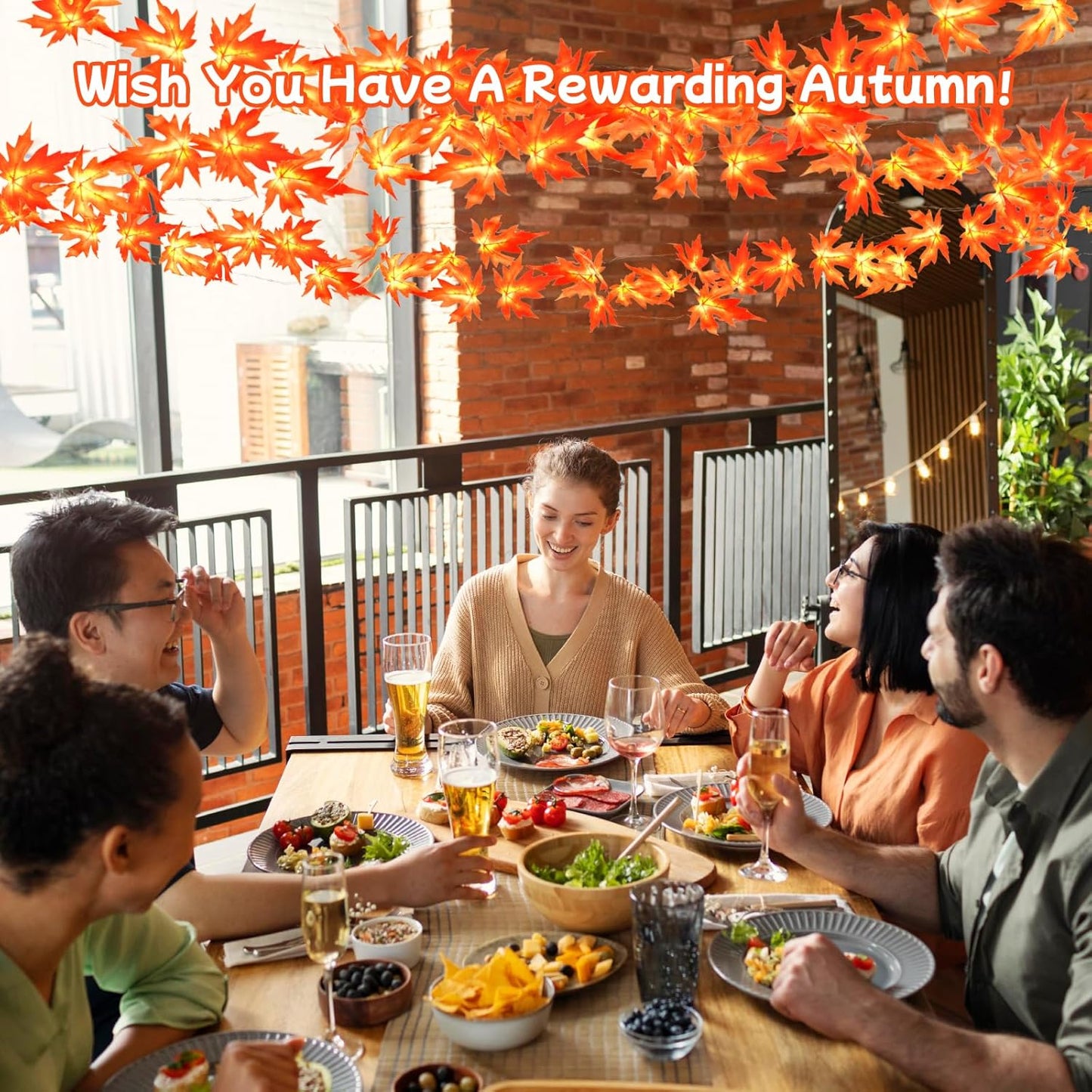 Autumn Leaves Fairy Lights 3M 20LED Maple Leaves Halloween Decorations Lights mit Timer Leaf Garland Indoor Outdoor Battery Operated for Autumn Theme Parties, Halloween, or Home, Garden Decoration