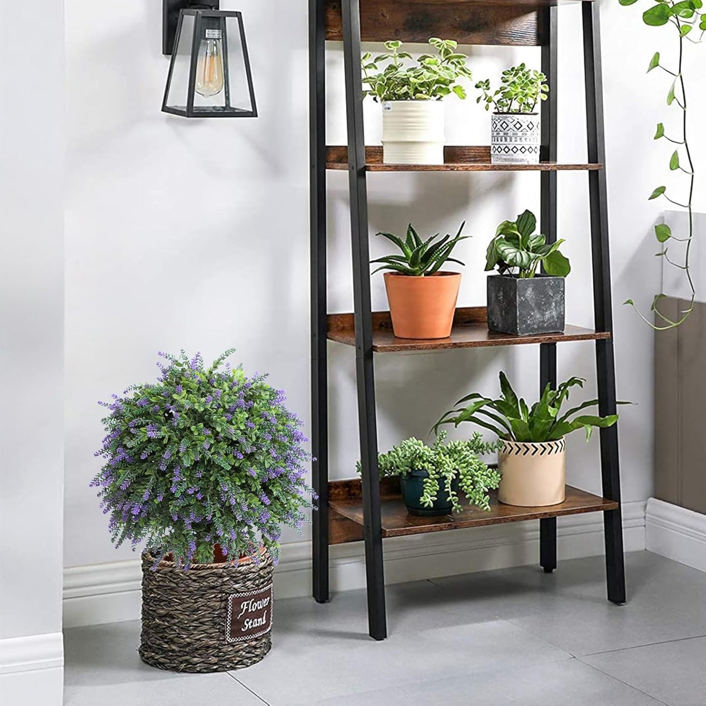 momoplant Artificial Lavender Topiary Ball Trees in Pot, UV Resistant Fake Bushes with Flowers for Outdoor Indoor Home Office Garden Front porch Decor