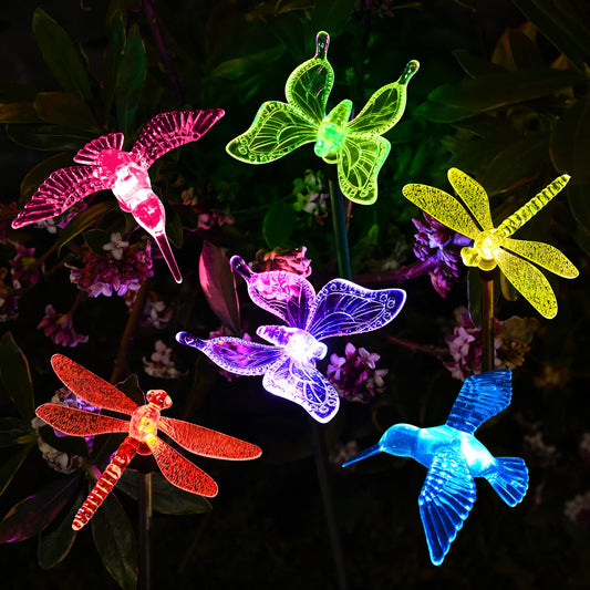Solpex Solar Garden Lights - 3 Pack Multi-Color Changing LED Butterfly Lights for Garden, Patio, Lawn Decoration