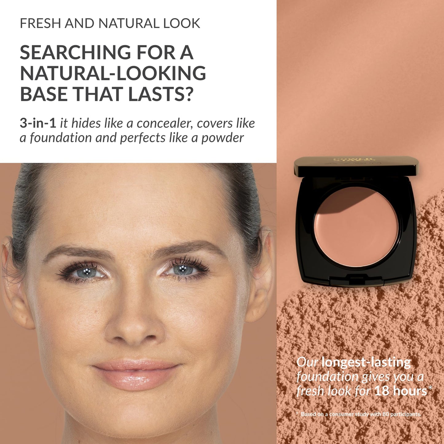 Avon True Flawless Cream To Powder Compact 3-in-1 Concealer, Foundation & Powder Nude - True Blue IQ Colour Technology