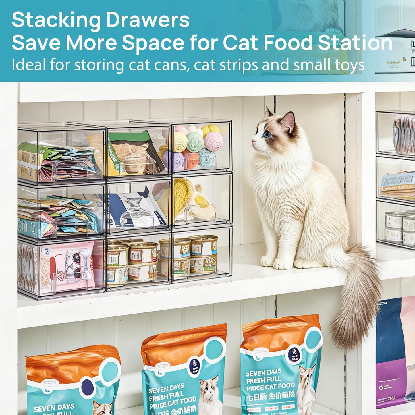 Vtopmart 3 Pack Clear Small Stackable Storage Drawers, Acrylic Bathroom Makeup Organiser, Plastic Storage Box For Vanity, Under Sink, Kitchen Cupboard, Pantry, Home Organization