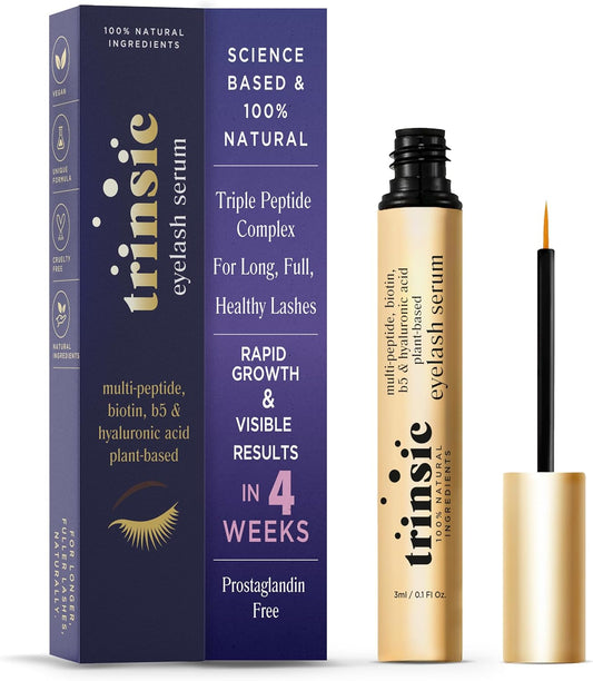 TRINSIC Natural Lash Serum - Rapid Growth with Multi-Peptide, Biotin & Hyaluronic Acid - Enhancing & Conditioning Eyelash Serum for Thicker, Longer & Healthier Lashes - Gentle & Safe Advanced Formula