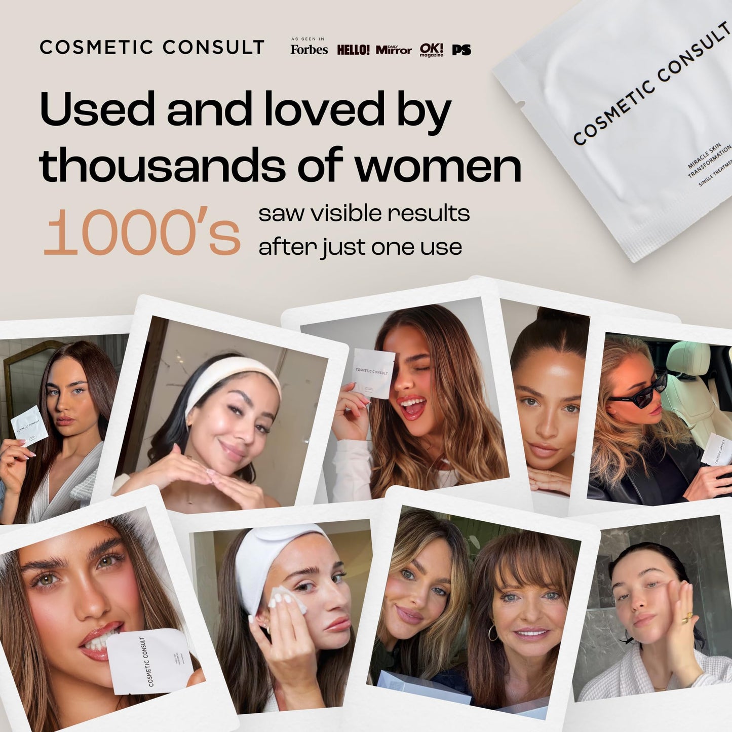 Cosmetic Consult Miracle Skin Transformation By Ashley Stobart | Rejuvenates & Refreshes Skin Overnight, Smooths Wrinkles & Acne, Boosts Collagen, Anti-Ageing Skin Cleanser | 4 x Skincare Sachets