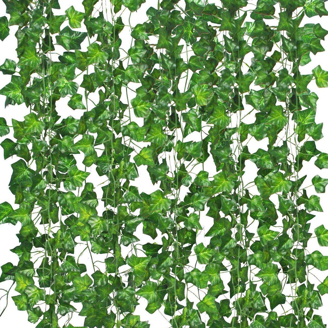 Comtelek 84 FT Artificial Ivy 12 Pack Ivy Vine Garland Ivy Leaves Greenery Garlands Clip Hanging Fake Leaf Plants Faux Green Flowers Decor Home Kitchen Garden Office Wedding Wall