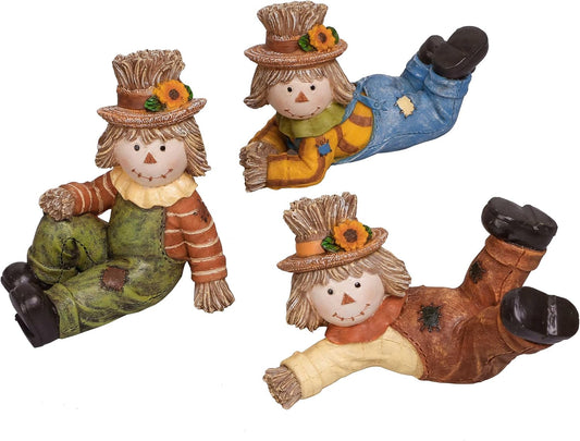 Valery Madelyn Autumn Decorations, Lovely Set of 3 Scarecrows Ornaments with Waterproof Resin Autumn Home Decor, Scarecrows Gifts for Women, Fall Decorations for Living Room, Bedroom, Garden 7.2CM
