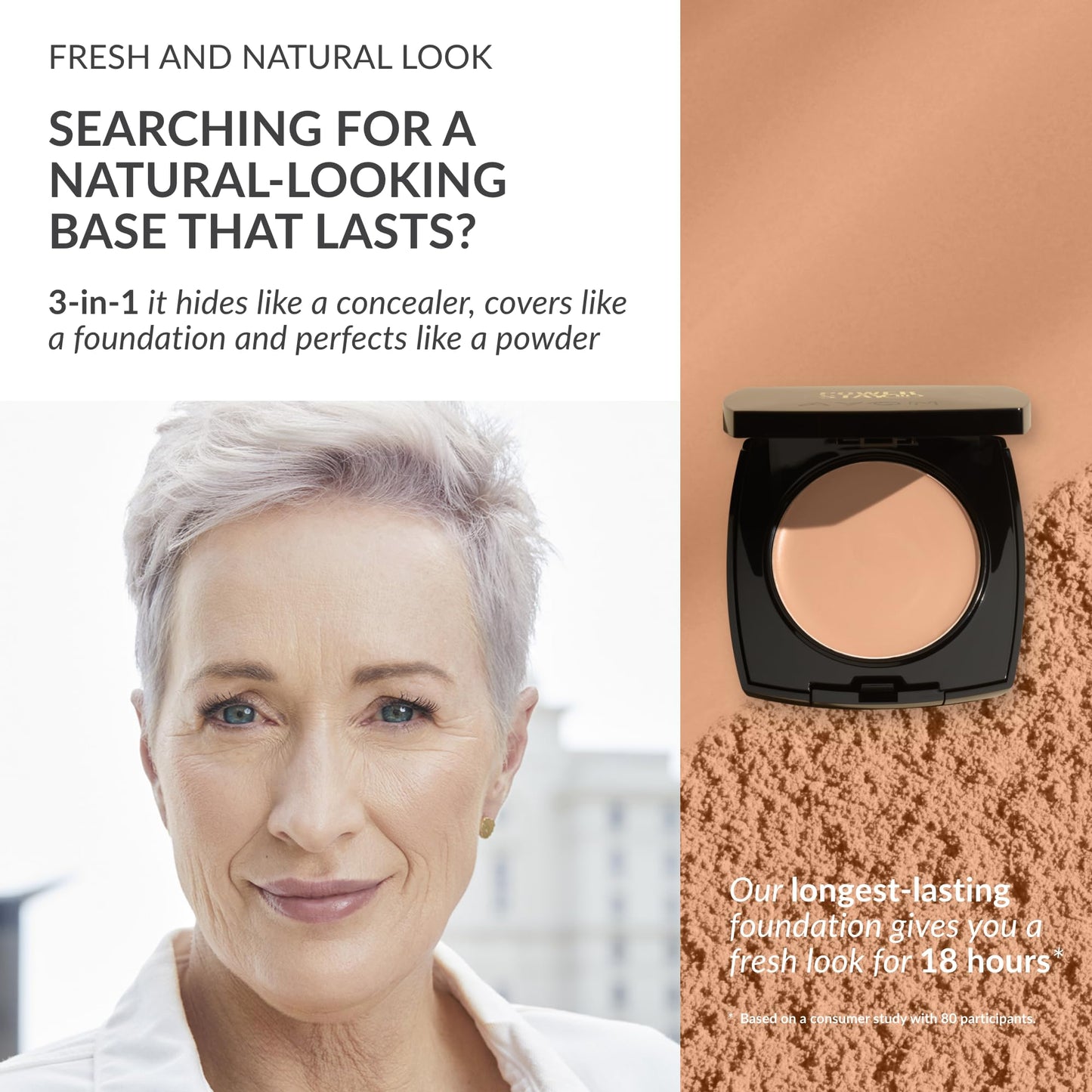 Avon True Flawless Cream To Powder Compact 3-in-1 Concealer, Foundation & Powder Nude - True Blue IQ Colour Technology