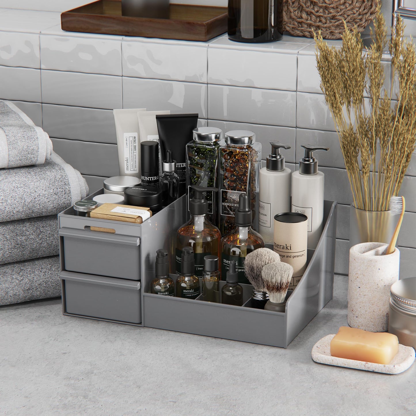 Makeup Organizer Storage Drawers, Large Capacity Cosmetic Organisers for Lipsticks, Jewelry, Nail Care, Skincare Organiser for Vanity, Ideal Desk Organizer for Dresser and Bathroom