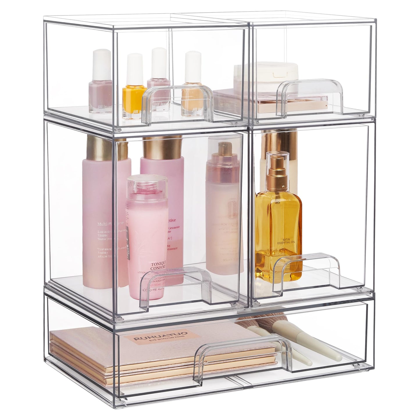 Vtopmart 3 Pack Clear Small Stackable Storage Drawers, Acrylic Bathroom Makeup Organiser, Plastic Storage Box For Vanity, Under Sink, Kitchen Cupboard, Pantry, Home Organization