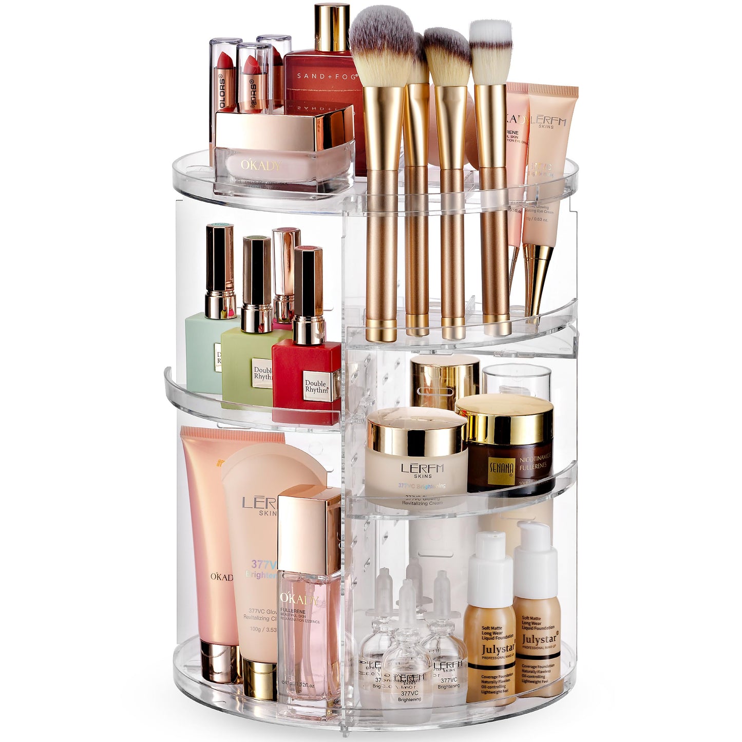 360 Rotating Makeup Organizer - Adjustable Shelf Height and Fully Rotatable. The Perfect Cosmetic Organizer for Bedroom Dresser or Vanity Countertop. (Black)