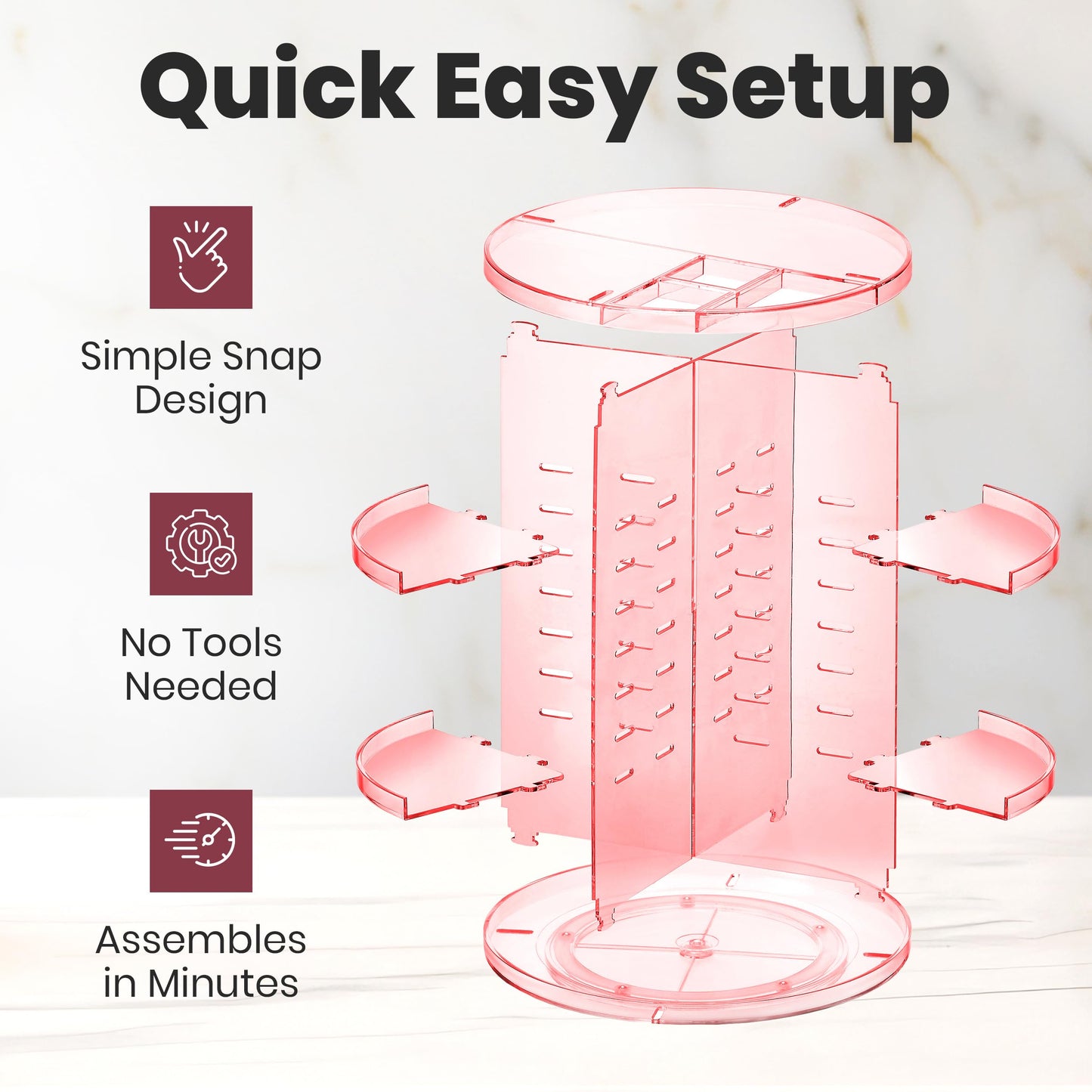 360 Rotating Makeup Organizer - Adjustable Shelf Height and Fully Rotatable. The Perfect Cosmetic Organizer for Bedroom Dresser or Vanity Countertop. (Black)