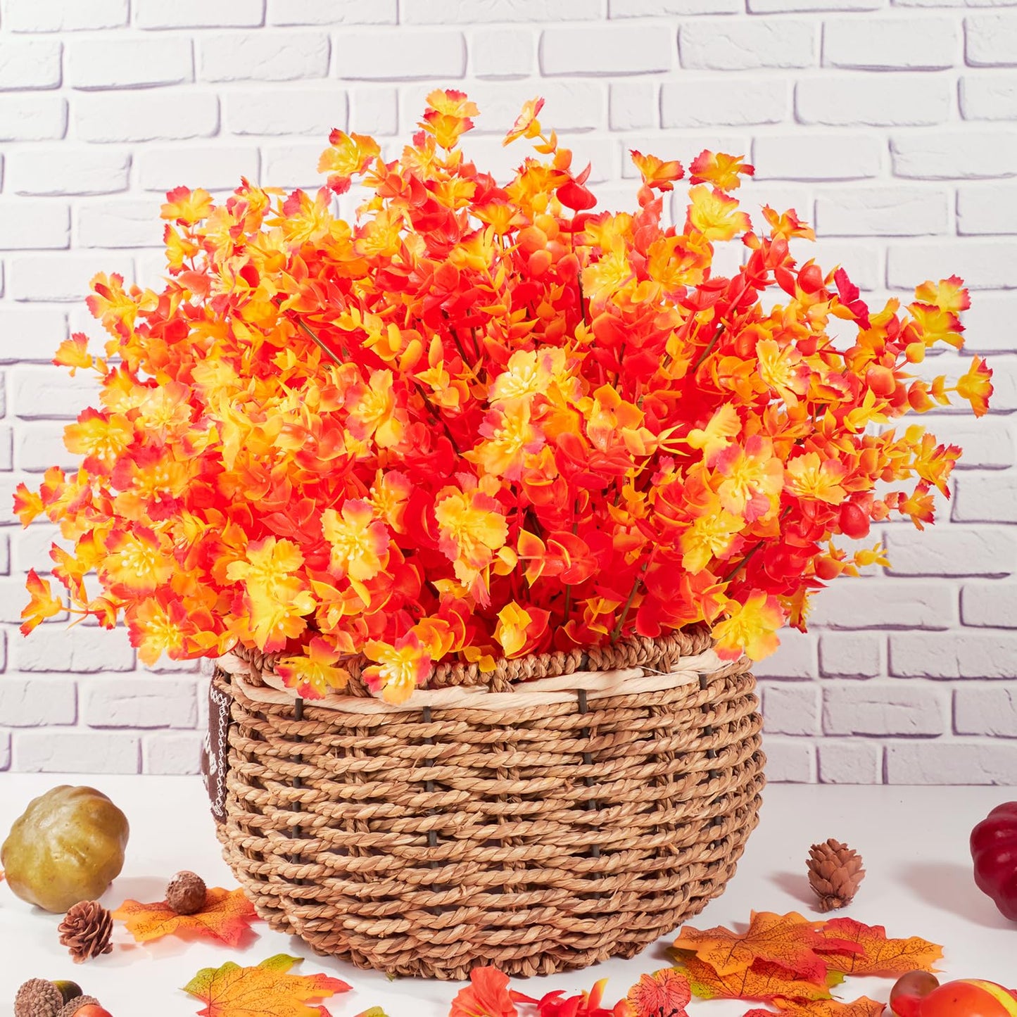 12 Bundles Artificial Fall Flowers No Fade Faux Autumn Plants,Fake Indoor Outdoor Greenery for Thanksgiving Christmas Wedding Party Home Garden Décor (Autumn)