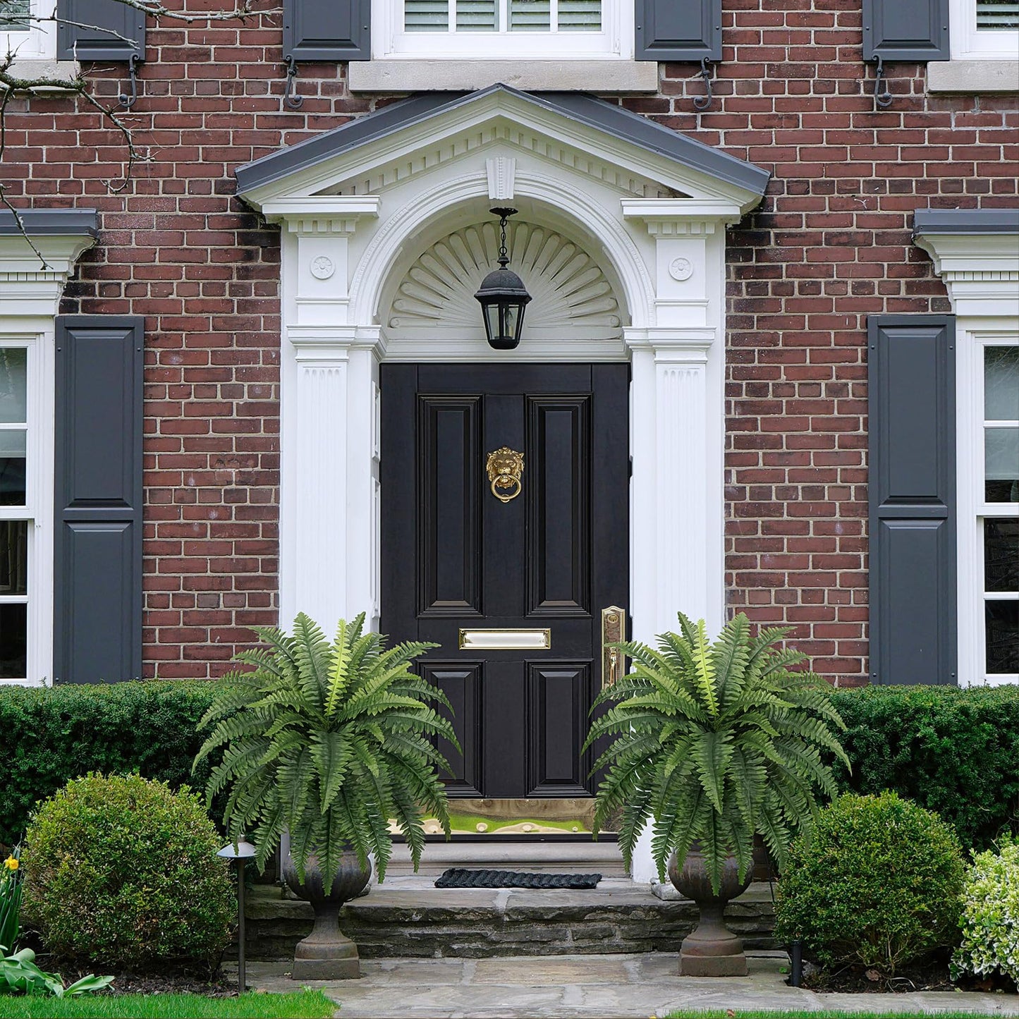 FOREST PRINCE 2 PCS Artificial Boston Fern Outdoor, 33In Fake Bush Plants Large for Indoors, Home Decor, Windowsill, Garden Decorations (39 Fronds)