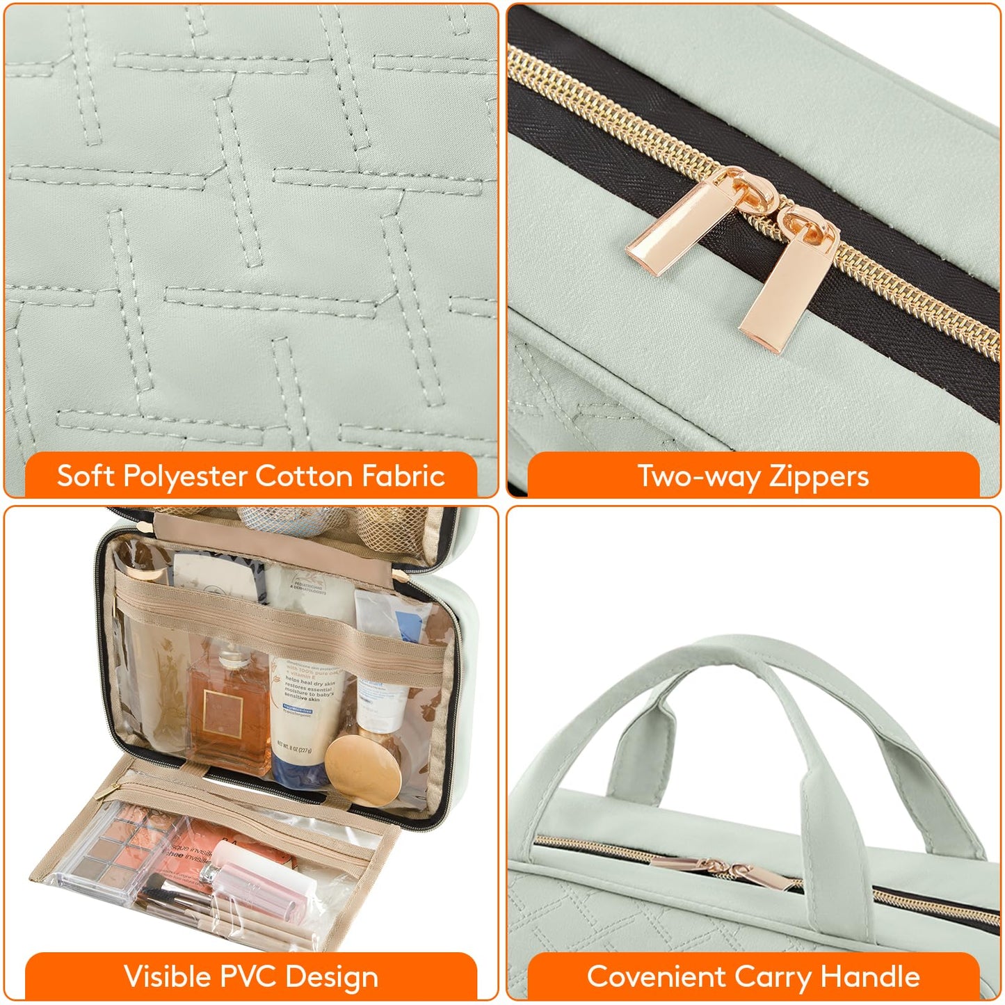 Lifewit Travel Toiletry Bag, Large Hanging Makeup Bag Organizer for Women, Transparent Travel Cosmetic Bag with Hanging Hook for Full Size Bottles, Vacation Essentials, Medium,Dark Blue