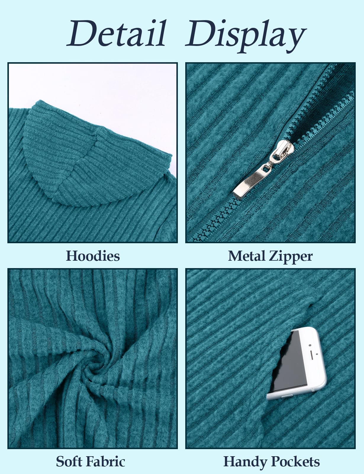 Flikity Womens Cardigans Zip Up Ladies Hoodies with Large Pockets Long Sleeve Tunic Tops Ladies Lightweight Jackets Casual Work Clothes M-XXL