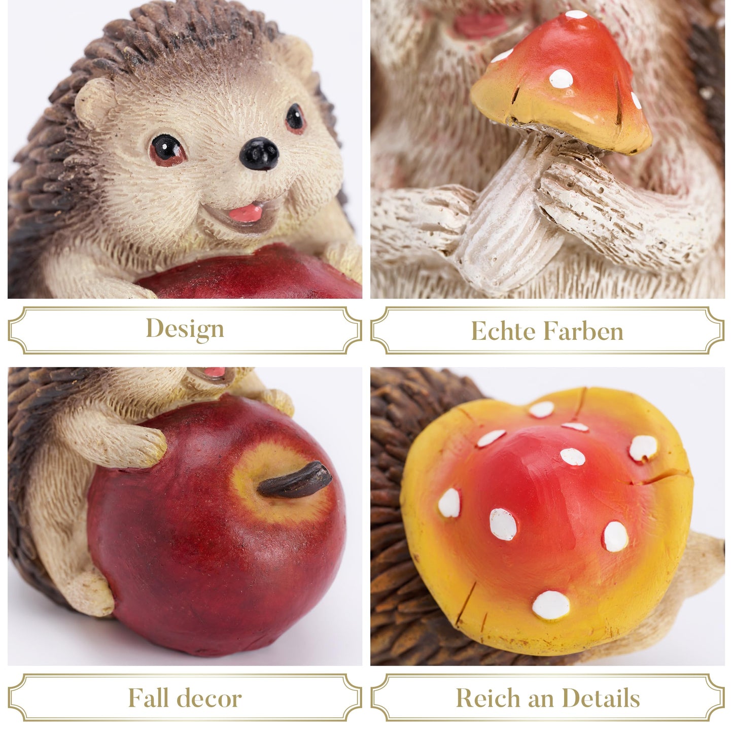 Valery Madelyn Autumn Decorations, Lovely Set of 3 Medium Hedgehogs Ornaments, Waterproof Resin Autumn Home Decor, Hedgehog Gifts for Women, Fall Decorations for Livling Room, Bedroom, Garden 7CM