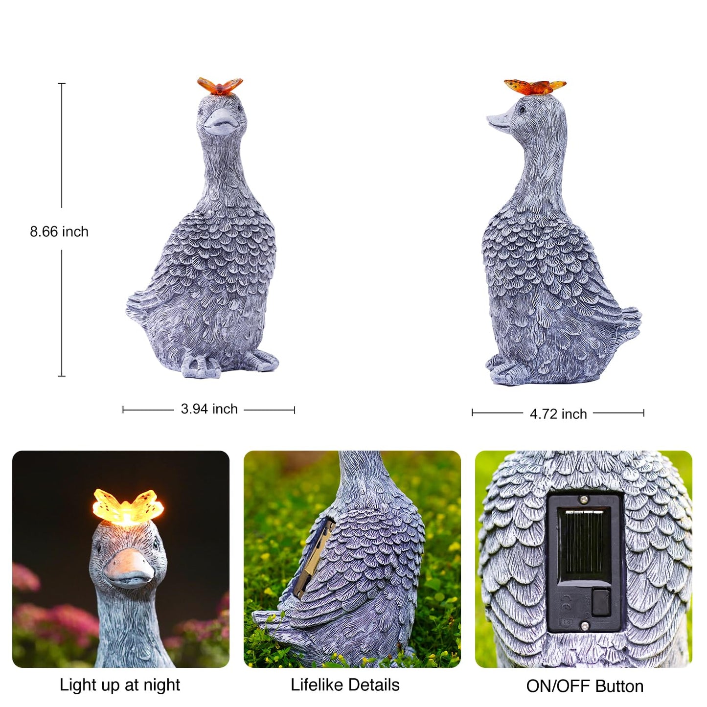 Dog Garden Ornaments With Solar Butterfly - Unique Gifts for Women Mum Men - Outdoor Puppy Decor for Patio Yard Lawn Balcony Resin Waterproof Sculpture