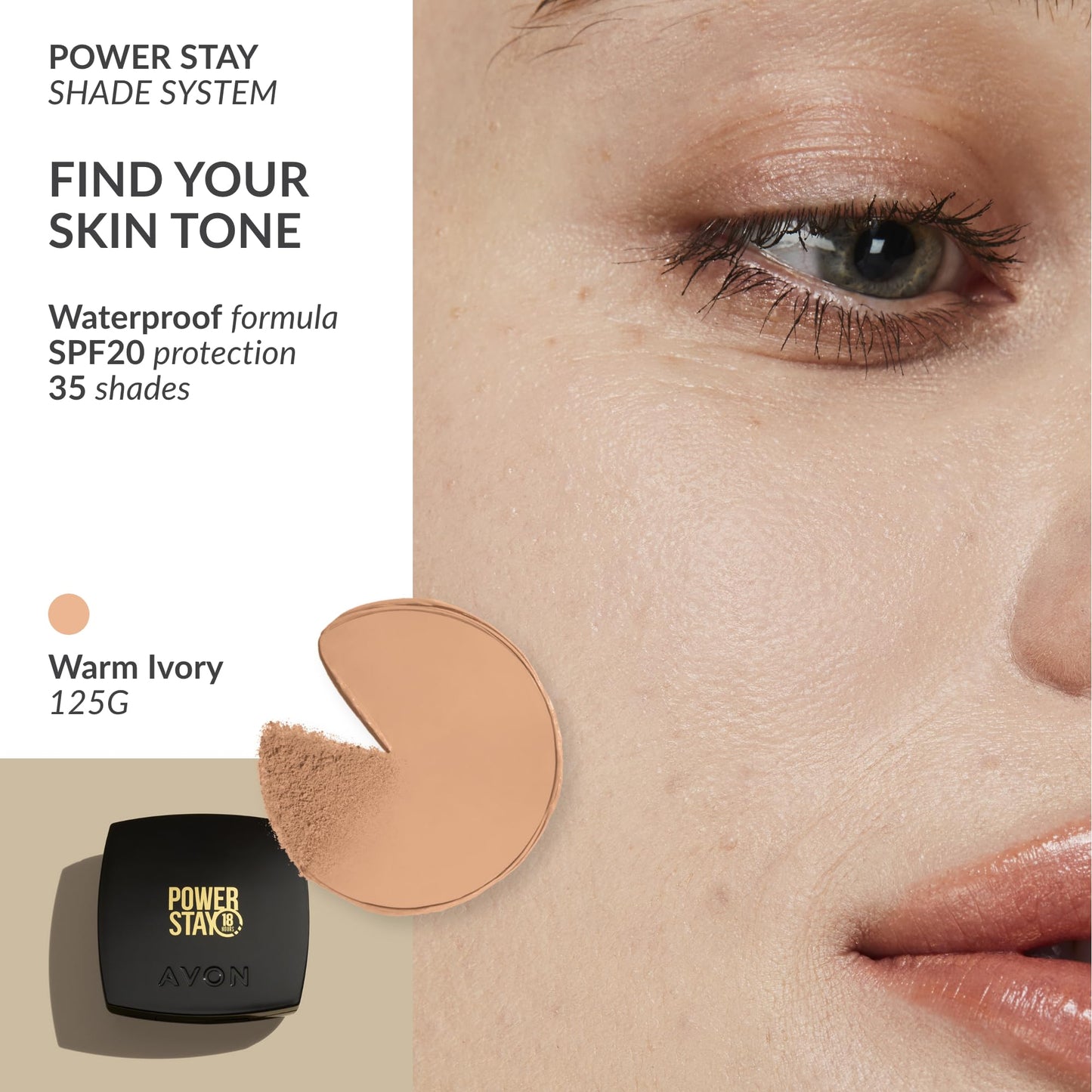 Avon True Flawless Cream To Powder Compact 3-in-1 Concealer, Foundation & Powder Nude - True Blue IQ Colour Technology