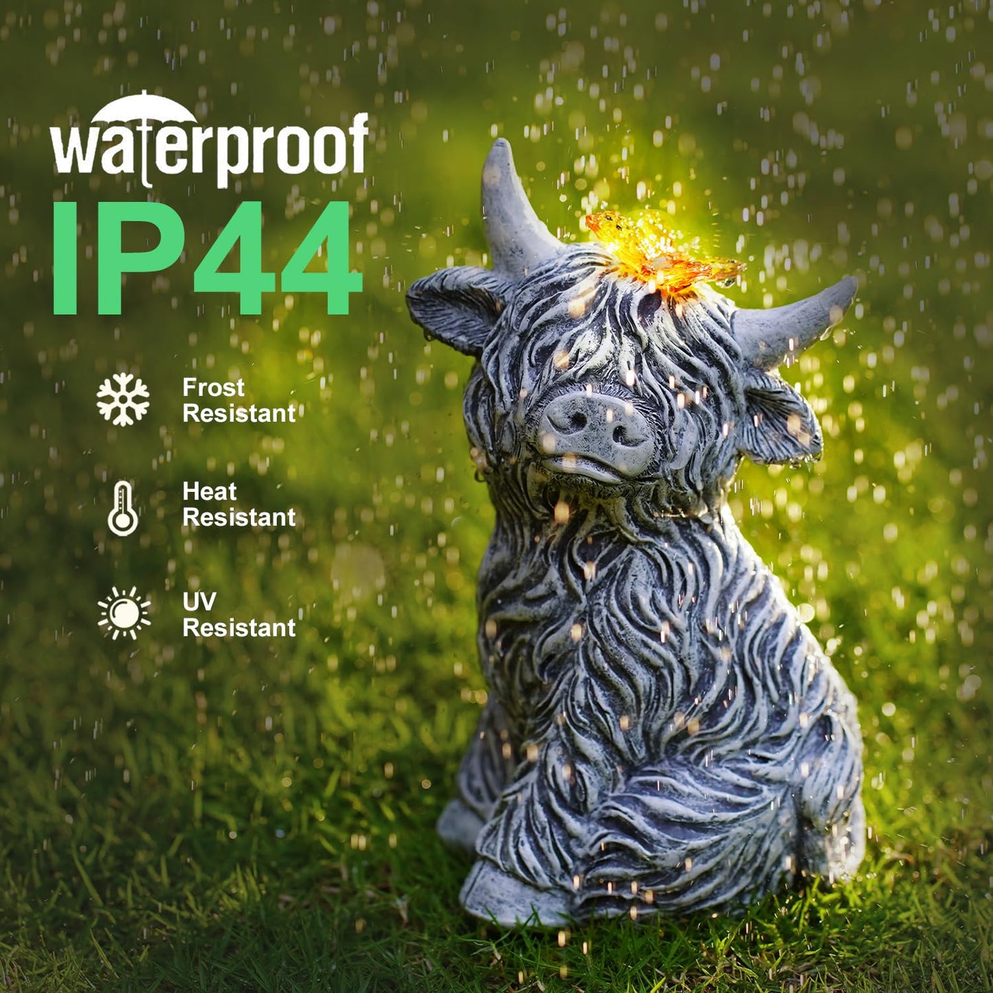 Dog Garden Ornaments With Solar Butterfly - Unique Gifts for Women Mum Men - Outdoor Puppy Decor for Patio Yard Lawn Balcony Resin Waterproof Sculpture