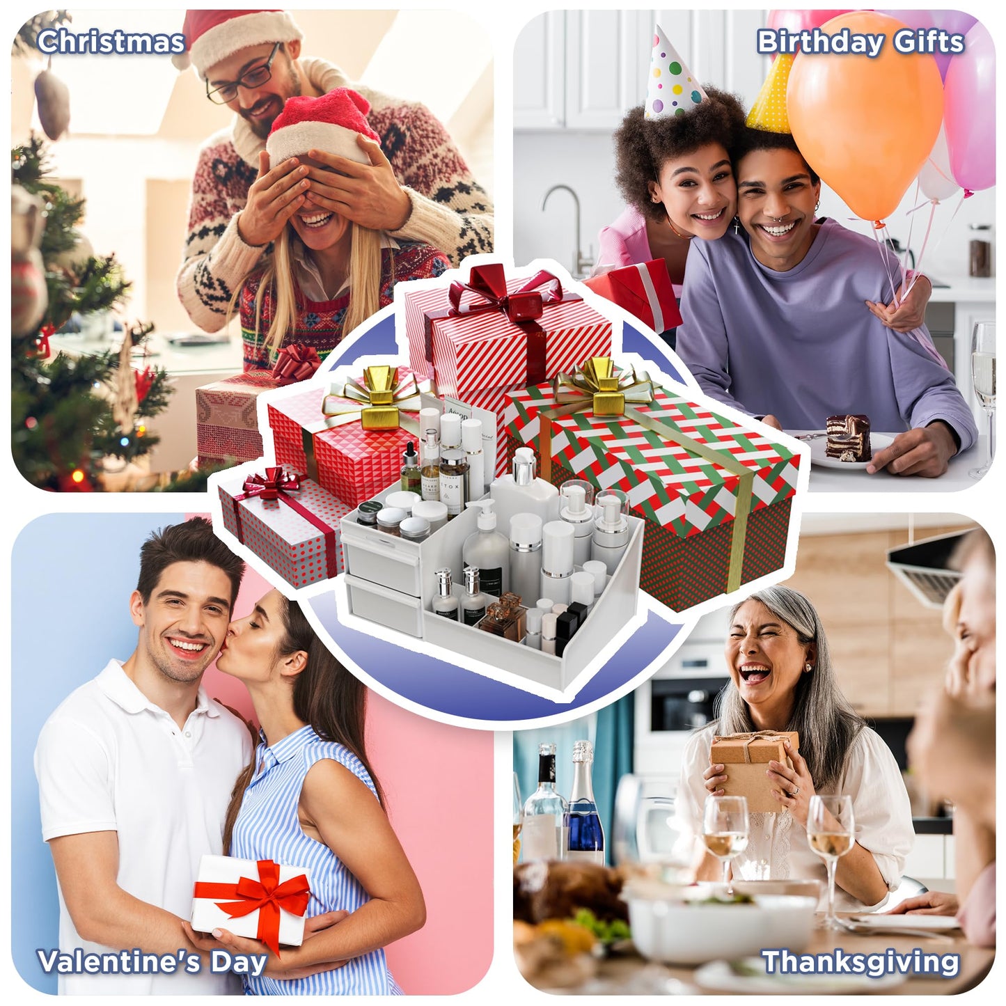 Makeup Organizer Storage Drawers, Large Capacity Cosmetic Organisers for Lipsticks, Jewelry, Nail Care, Skincare Organiser for Vanity, Ideal Desk Organizer for Dresser and Bathroom