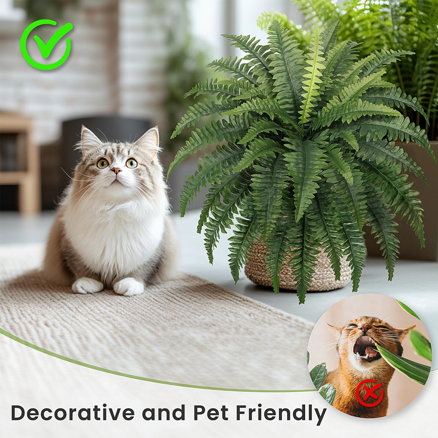 FOREST PRINCE 2 PCS Artificial Boston Fern Outdoor, 33In Fake Bush Plants Large for Indoors, Home Decor, Windowsill, Garden Decorations (39 Fronds)