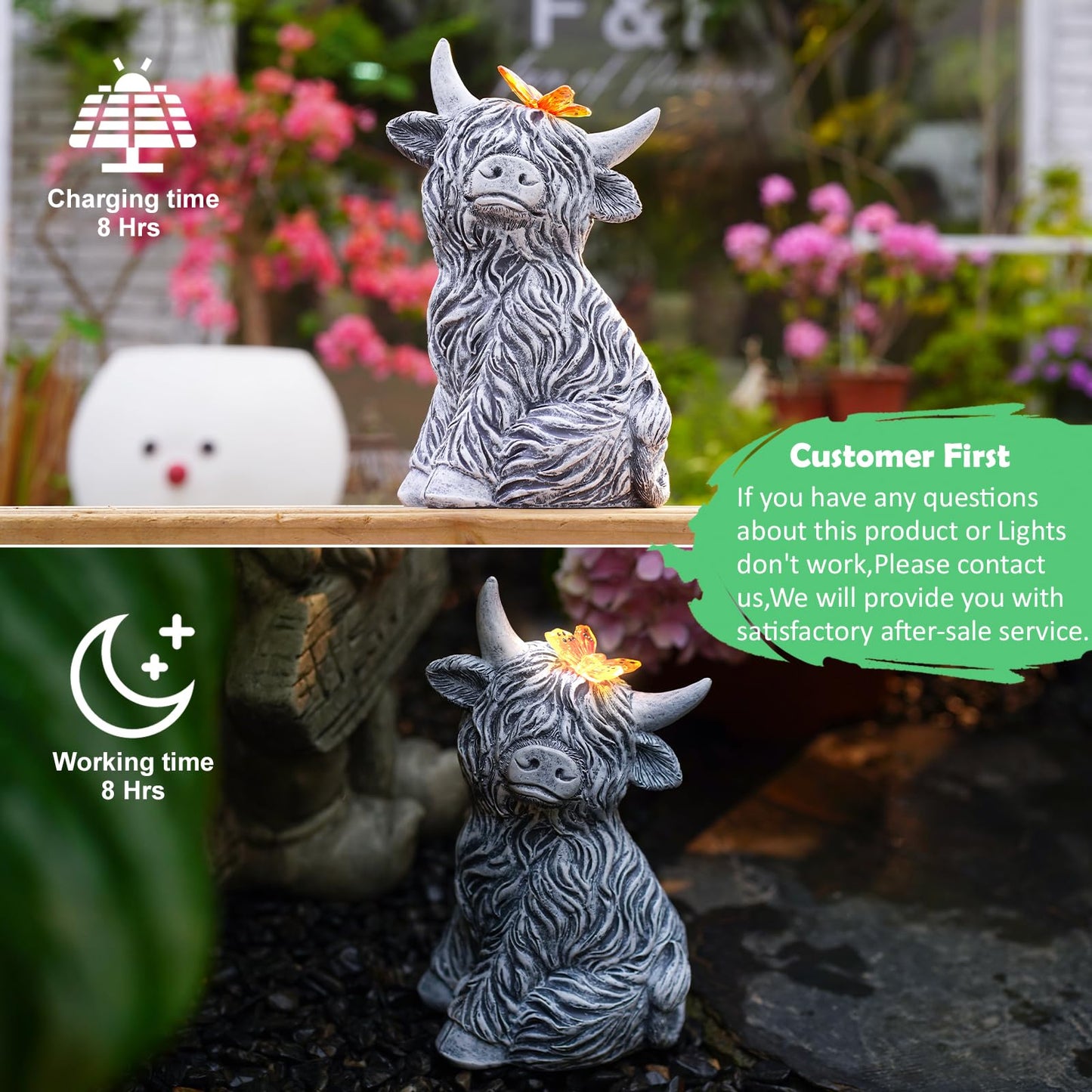 Dog Garden Ornaments With Solar Butterfly - Unique Gifts for Women Mum Men - Outdoor Puppy Decor for Patio Yard Lawn Balcony Resin Waterproof Sculpture