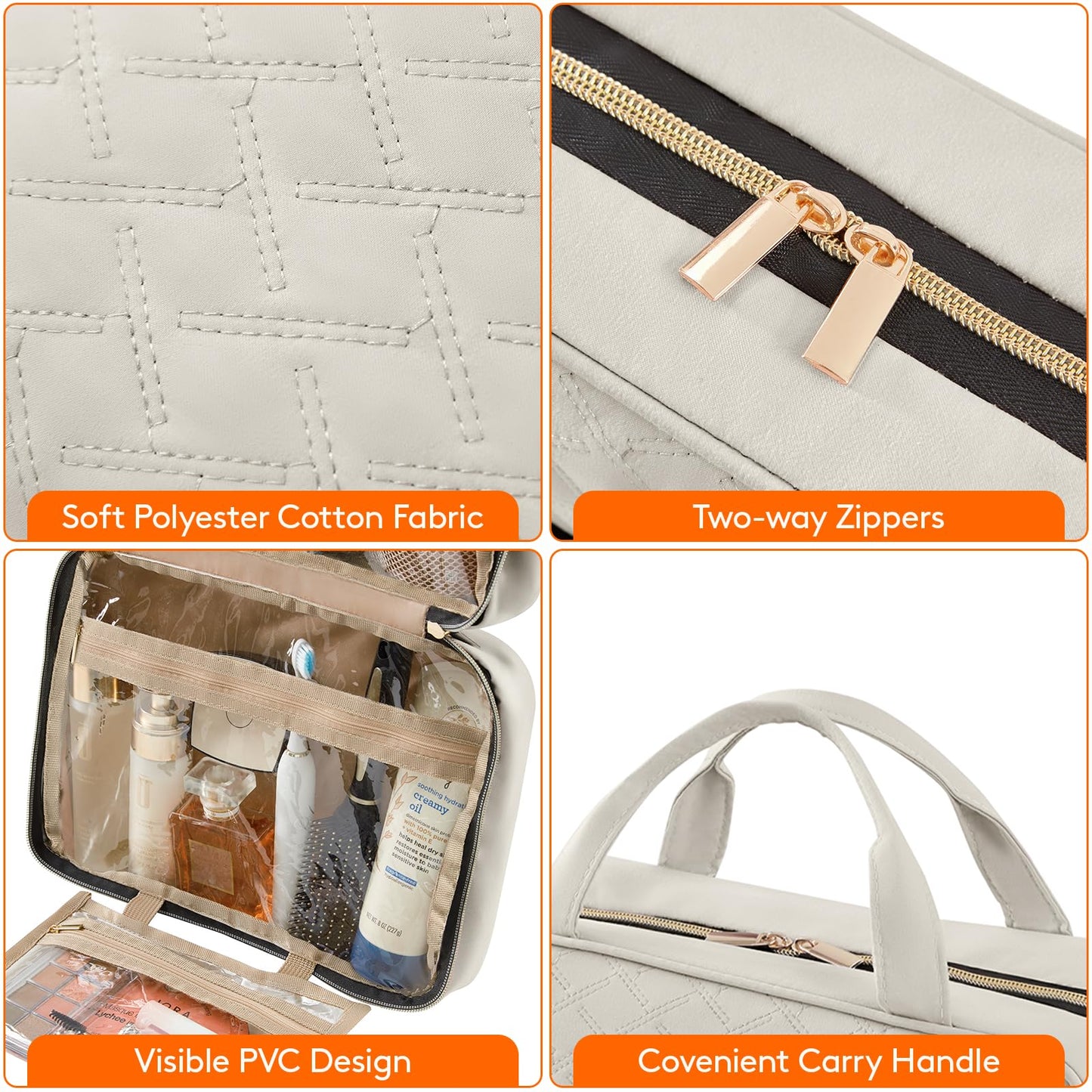 Lifewit Travel Toiletry Bag, Large Hanging Makeup Bag Organizer for Women, Transparent Travel Cosmetic Bag with Hanging Hook for Full Size Bottles, Vacation Essentials, Medium,Dark Blue