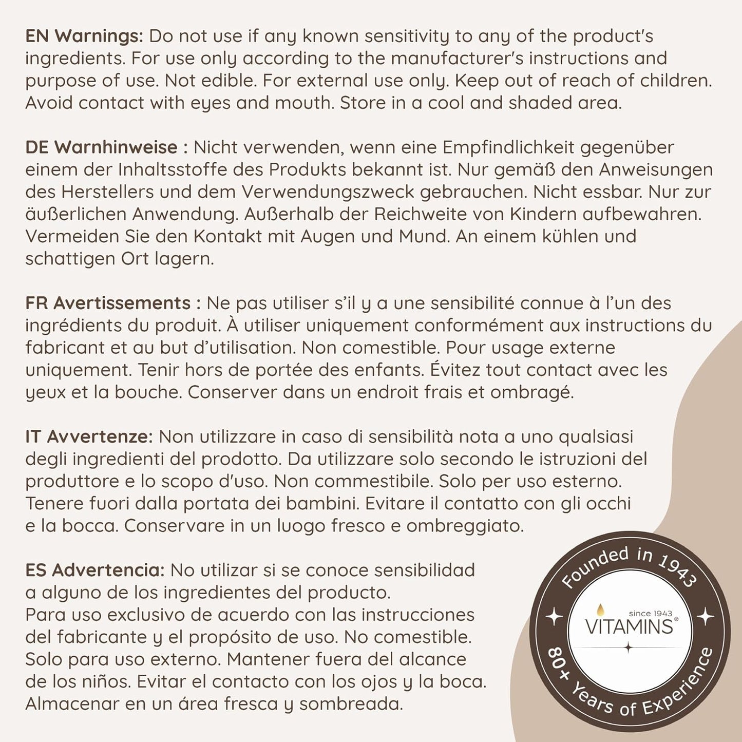 VITAMINS hair cosmetics Hair Serum for Frizzy Mane - Keratin Hair Treatment, Anti Frizz Moisturiser for Dry Damaged Locks - Heat Protection and Strengthening with Biotin & Collagen