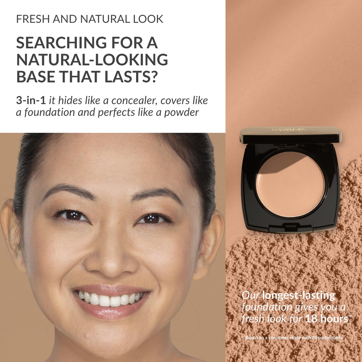 Avon True Flawless Cream To Powder Compact 3-in-1 Concealer, Foundation & Powder Nude - True Blue IQ Colour Technology