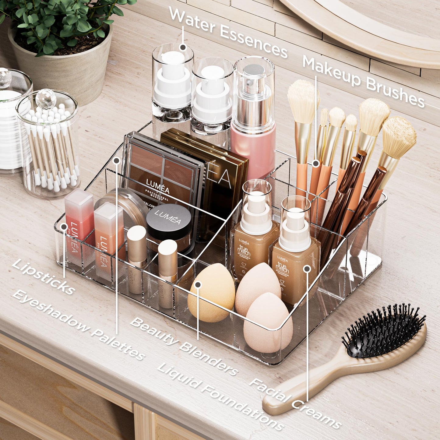 Makeup Organizer Storage Drawers, Large Capacity Cosmetic Organisers for Lipsticks, Jewelry, Nail Care, Skincare Organiser for Vanity, Ideal Desk Organizer for Dresser and Bathroom