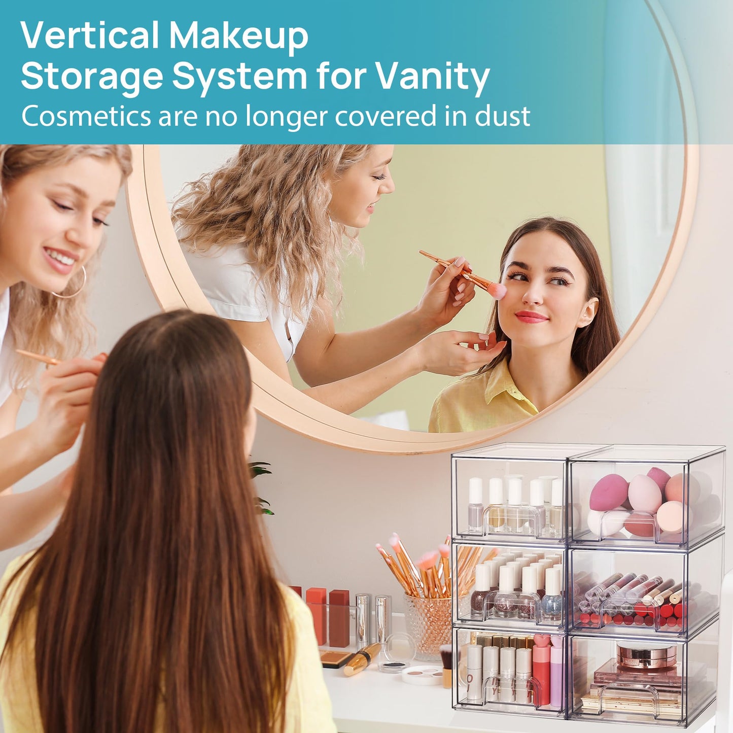 Vtopmart 3 Pack Clear Small Stackable Storage Drawers, Acrylic Bathroom Makeup Organiser, Plastic Storage Box For Vanity, Under Sink, Kitchen Cupboard, Pantry, Home Organization