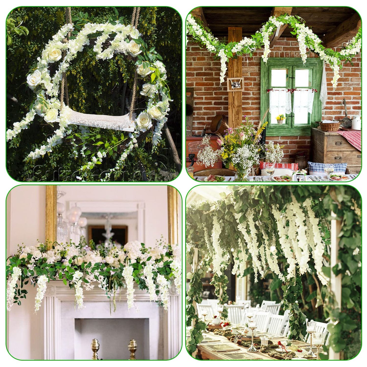 MOTONG Artificial Vine Flowers Decoration, 4Pcs (8FT/2.5M/piece) Artificial Wisteria Vines Garland Plants Flowers Arts For Ceremony Home Garden Wedding Party Decors (4Pcs Purple)
