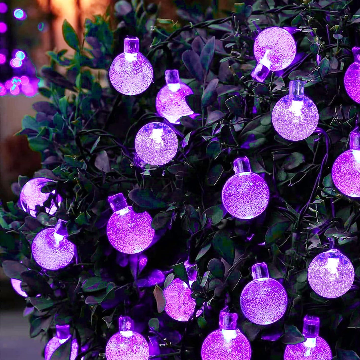 Solar Garden Lights Outdoor, 36ft 60 LED Solar String Lights Waterproof, Solar Powered Crystal Ball Indoor/Outdoor Fairy Lights Decorative for Garden, Patio, Yard, Festival, Parties (White)