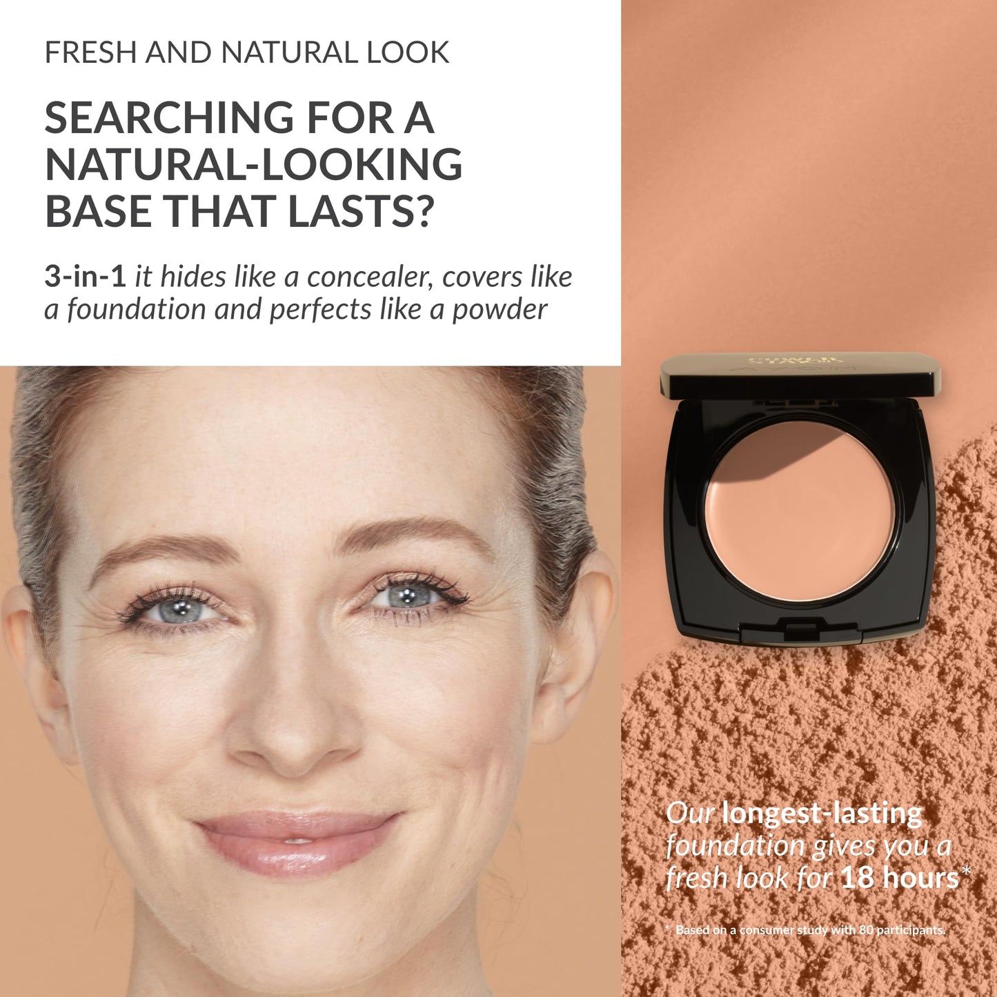 Avon True Flawless Cream To Powder Compact 3-in-1 Concealer, Foundation & Powder Nude - True Blue IQ Colour Technology