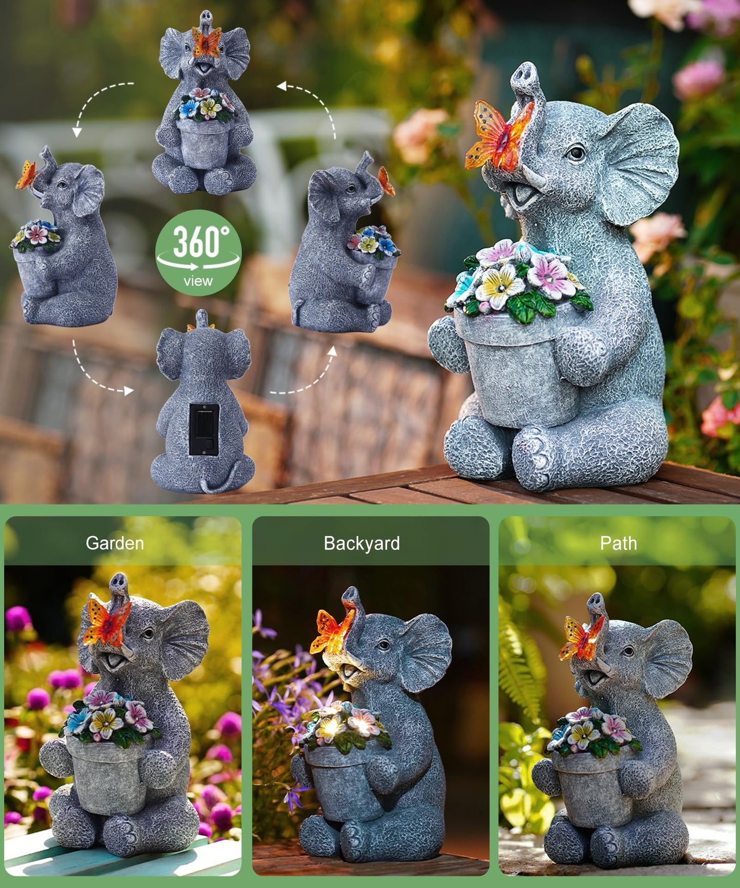 Dog Garden Ornaments With Solar Butterfly - Unique Gifts for Women Mum Men - Outdoor Puppy Decor for Patio Yard Lawn Balcony Resin Waterproof Sculpture