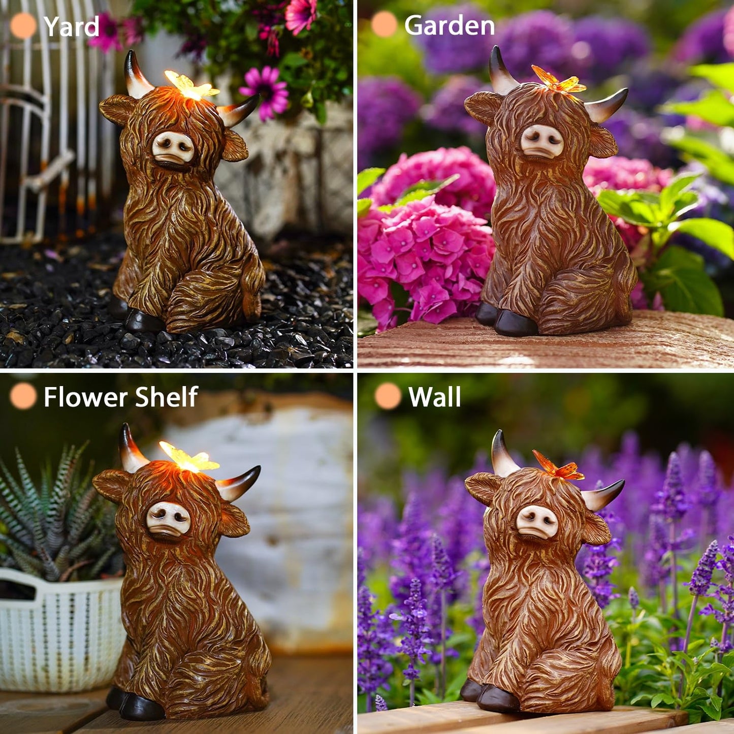 Dog Garden Ornaments With Solar Butterfly - Unique Gifts for Women Mum Men - Outdoor Puppy Decor for Patio Yard Lawn Balcony Resin Waterproof Sculpture